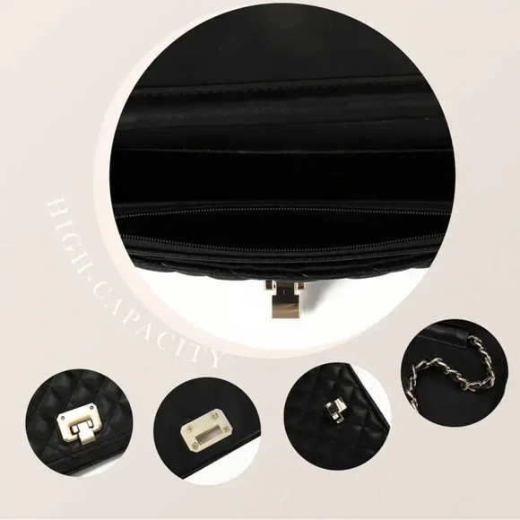 Elegant Black Quilted Chain Bag - Picture 3 of 6